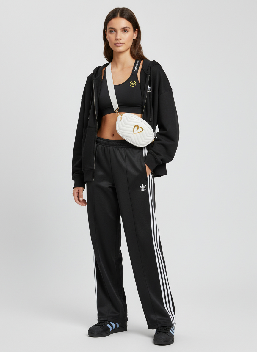 Adidas adidas Originals wide leg satin joggers in black - Joggers