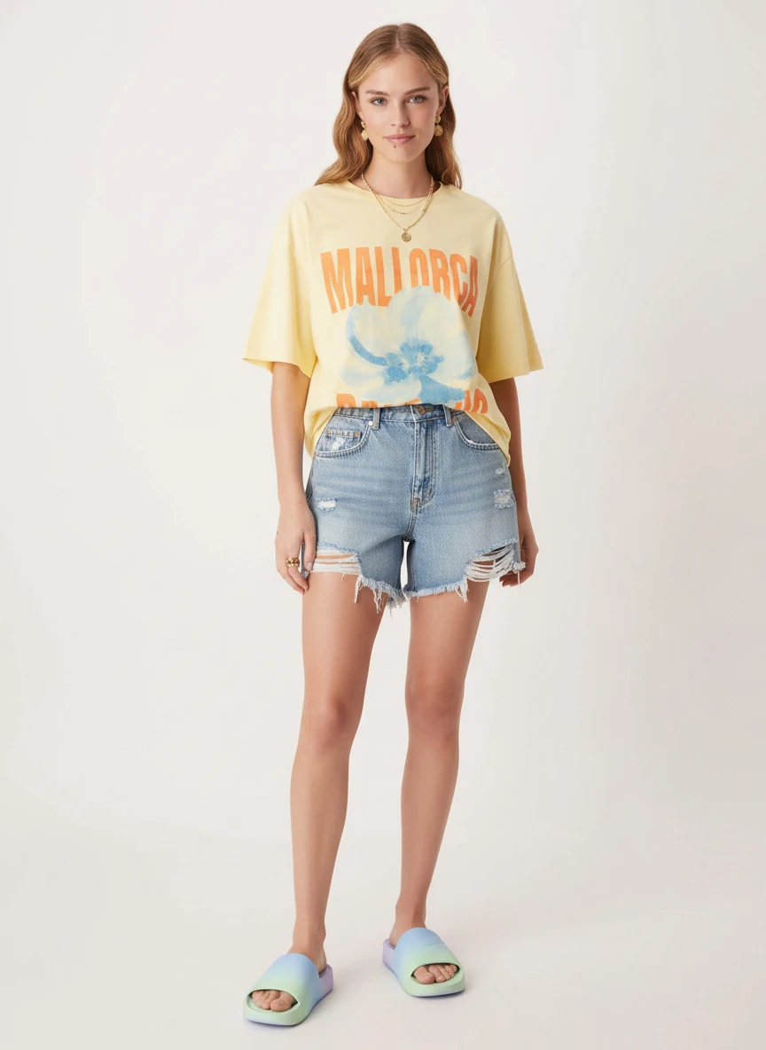 ASOS DESIGN oversized t-shirt with Mallorca graphic in yellow – On Sale ...