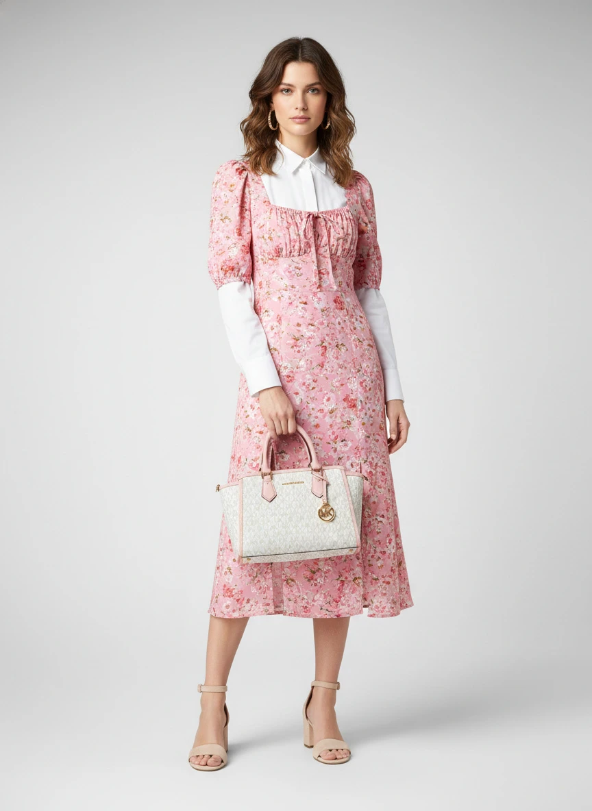 Rixo Olimani tie-detailed floral-print crepe de chine midi dress 5