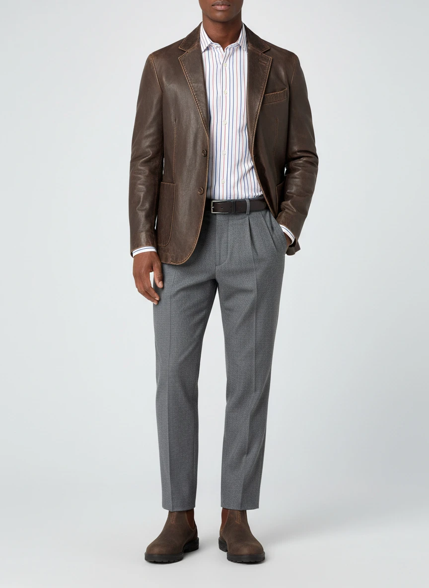 Missani Le Collezioni Vintage Leather Blazer 8