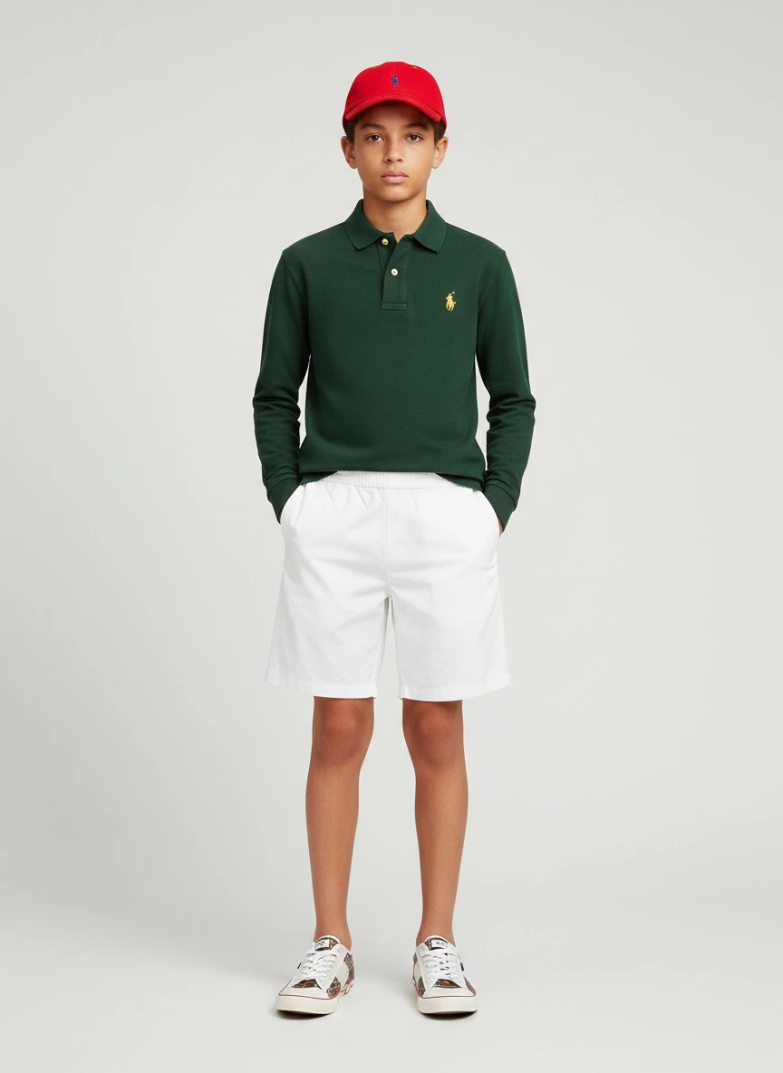 Burberry Kids White Romeo EKD Cotton Chino Shorts 3