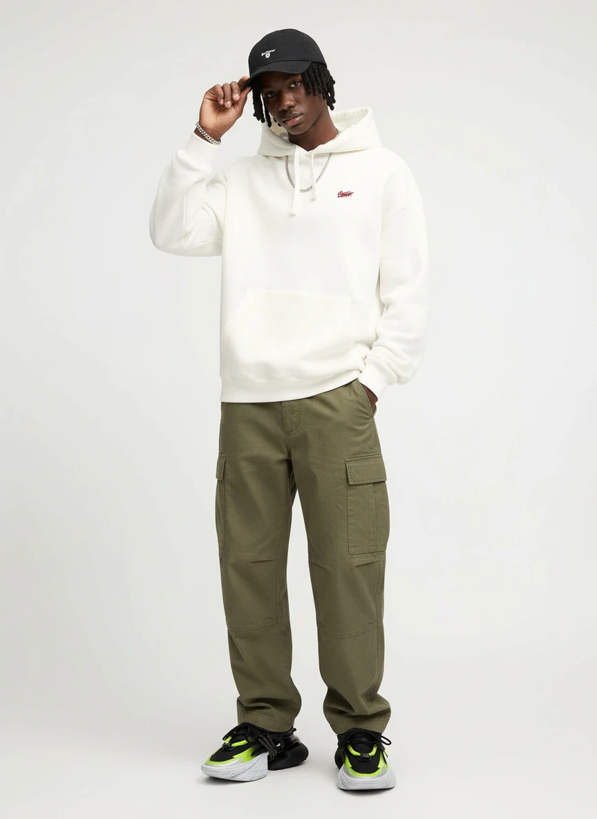 PULL&BEAR STRAWBERRY - Sweat à capuche - white denim/denim blanc